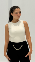 Sleeveless basic top - Beige
