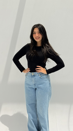 Long sleeve basic top - Black