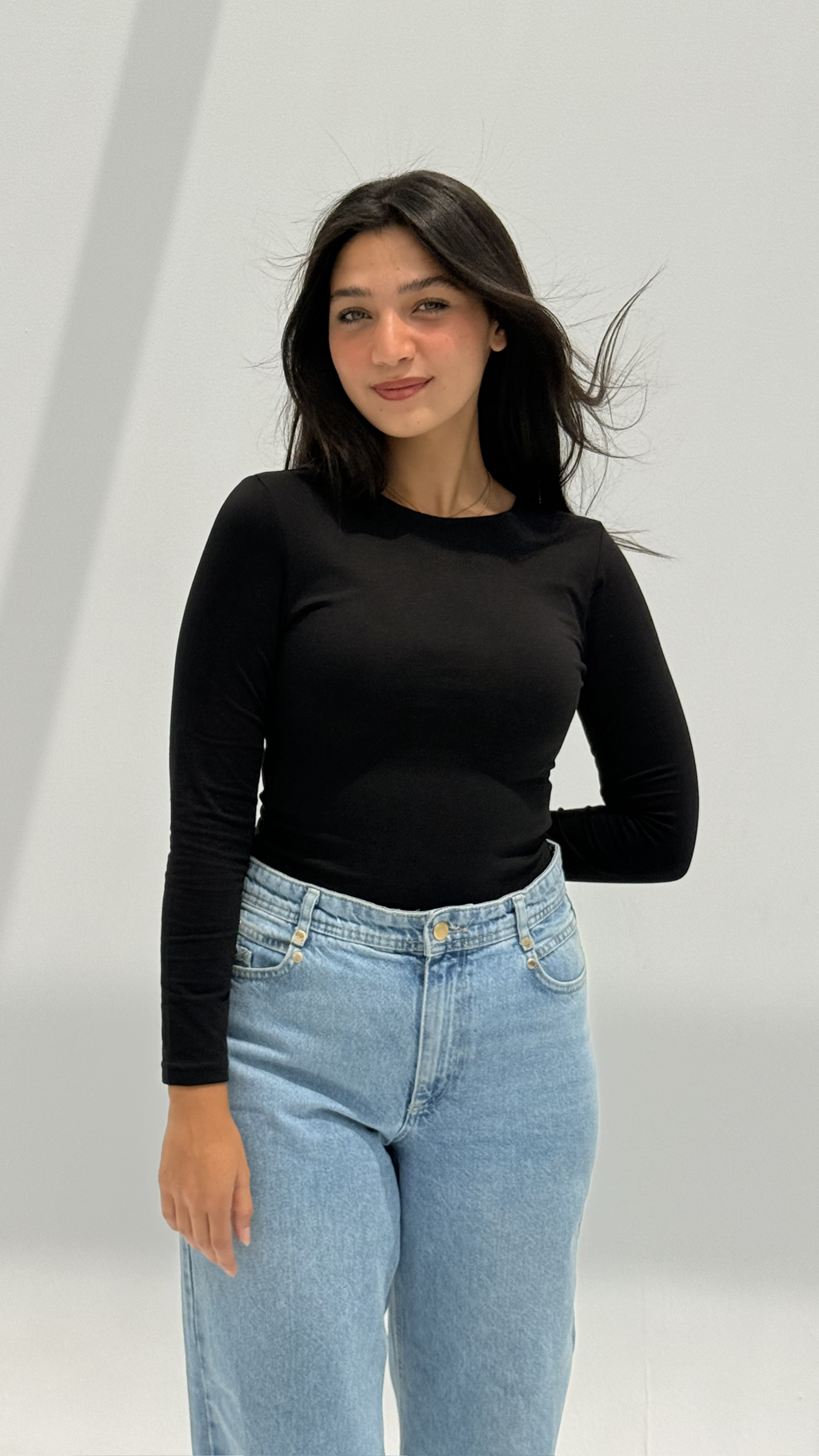 Long sleeve basic top - Black