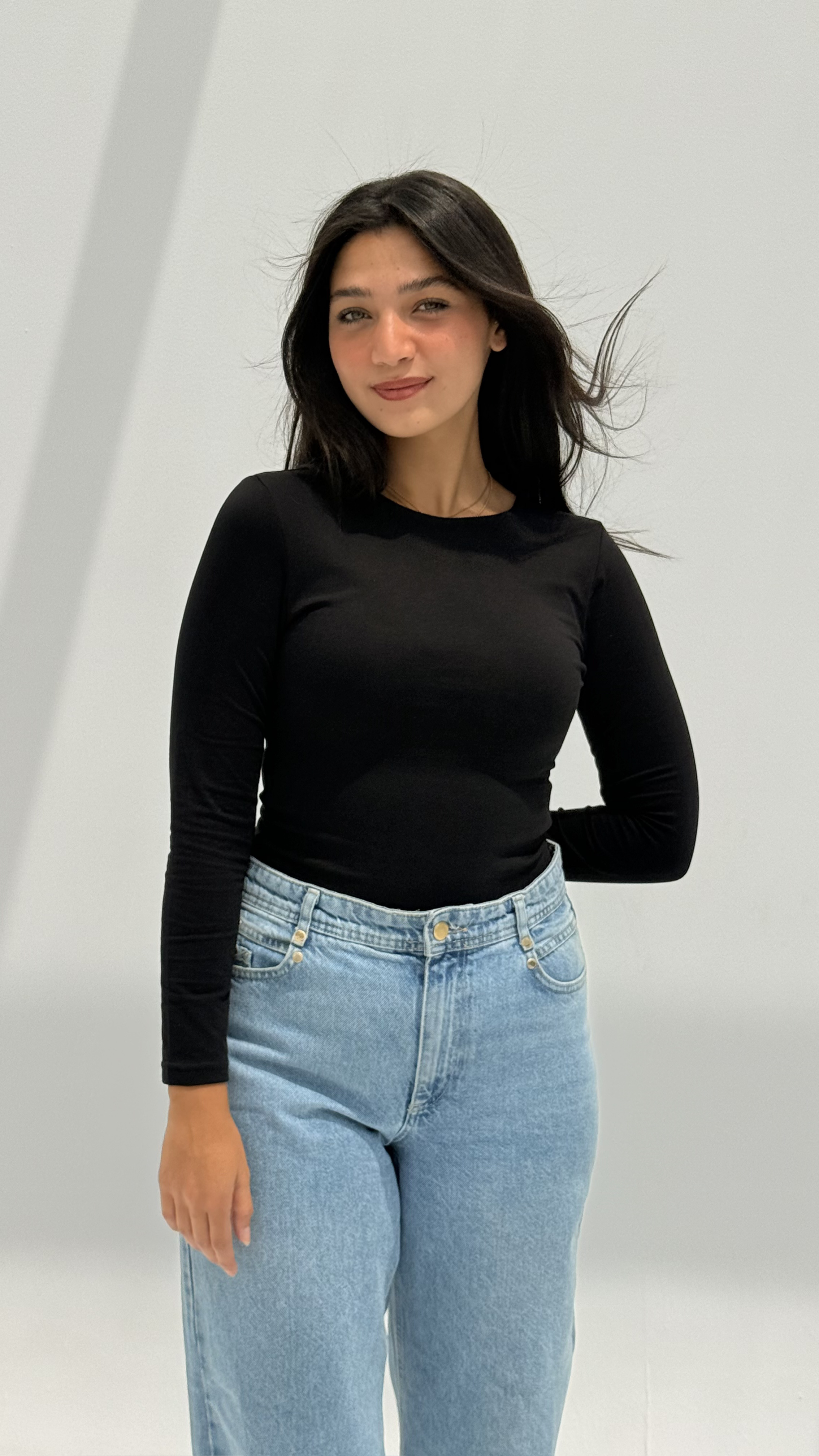 Long sleeve basic top - Black