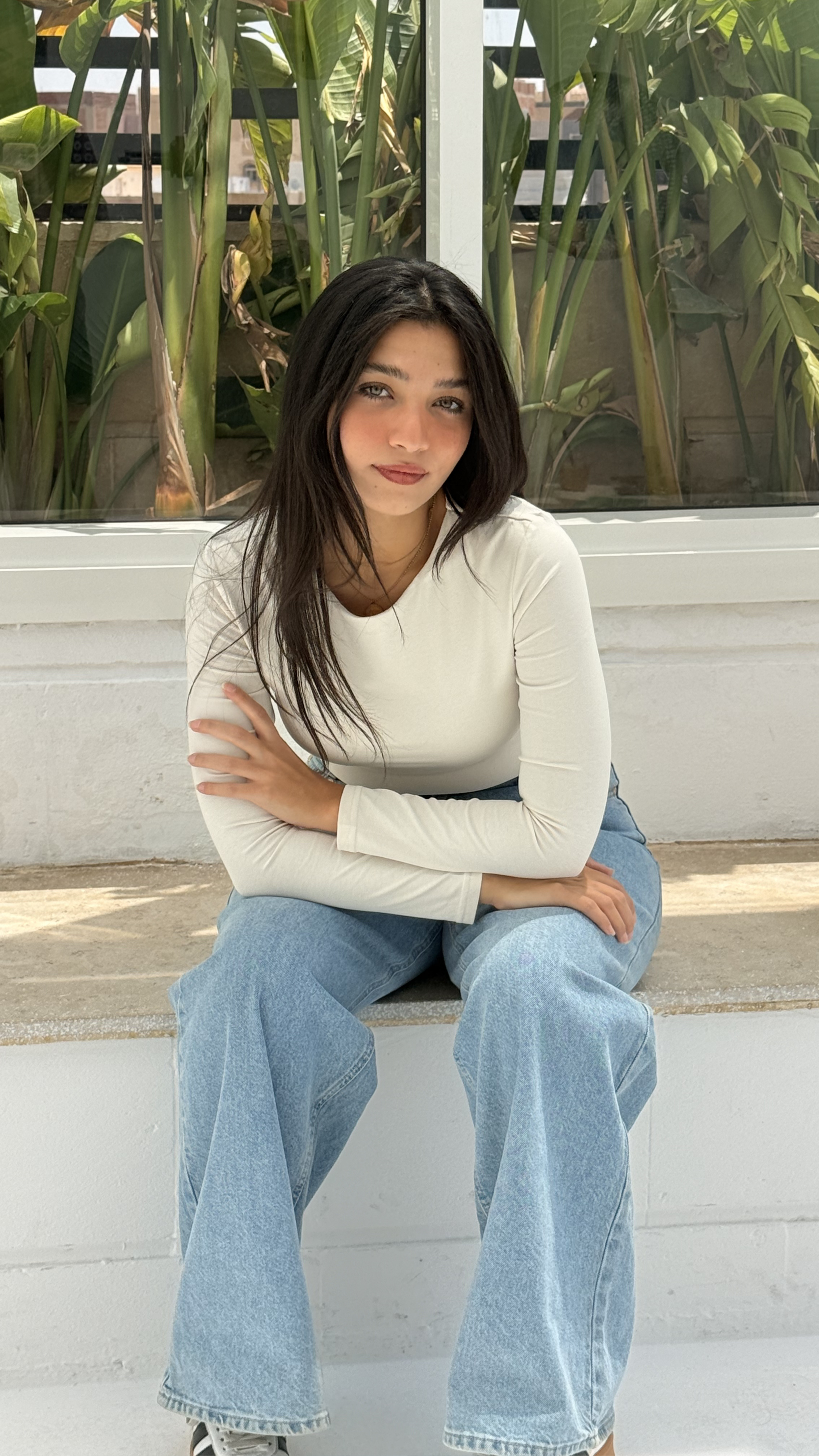Long sleeve basic top - Beige