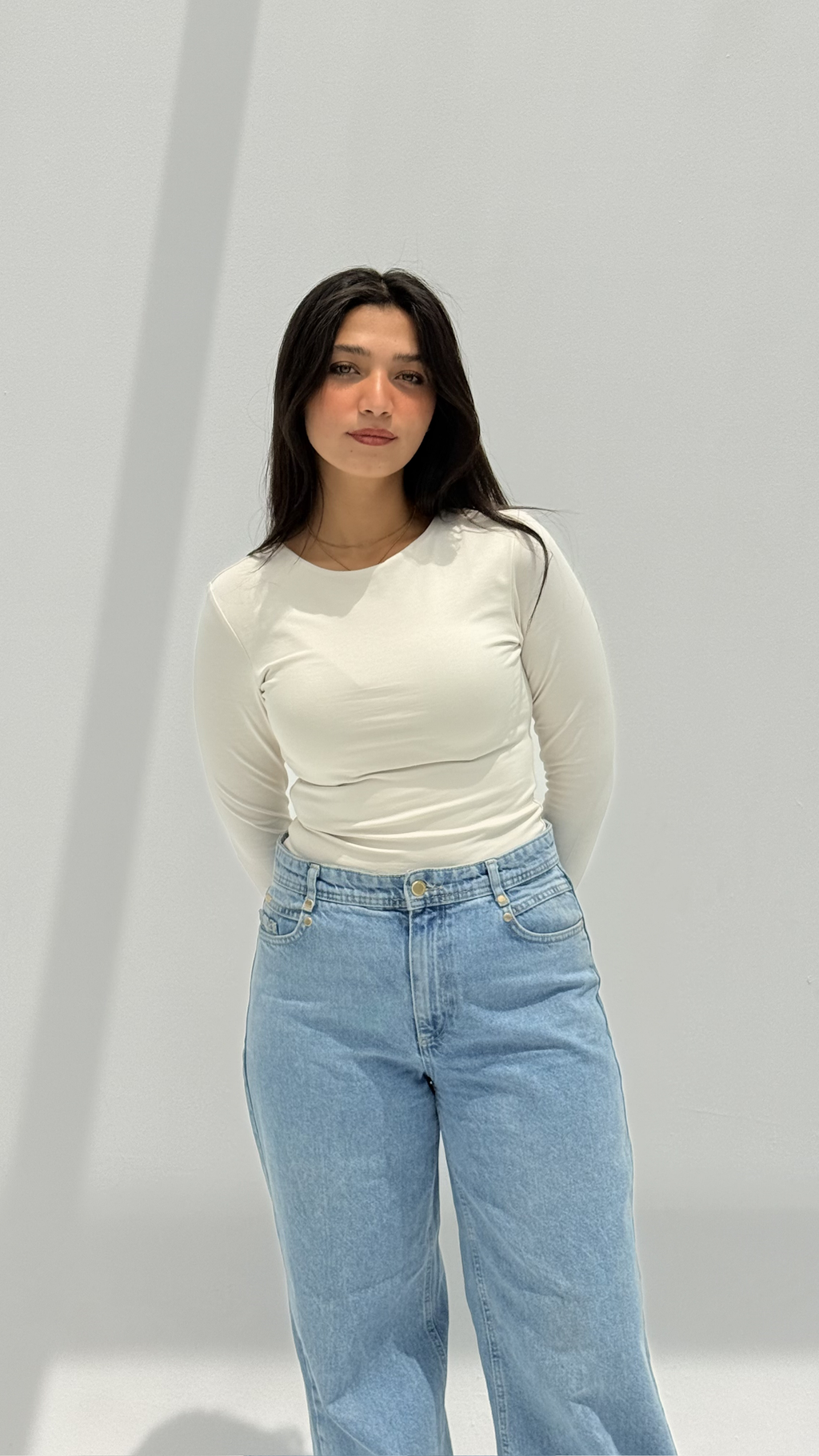 Long sleeve basic top - Beige