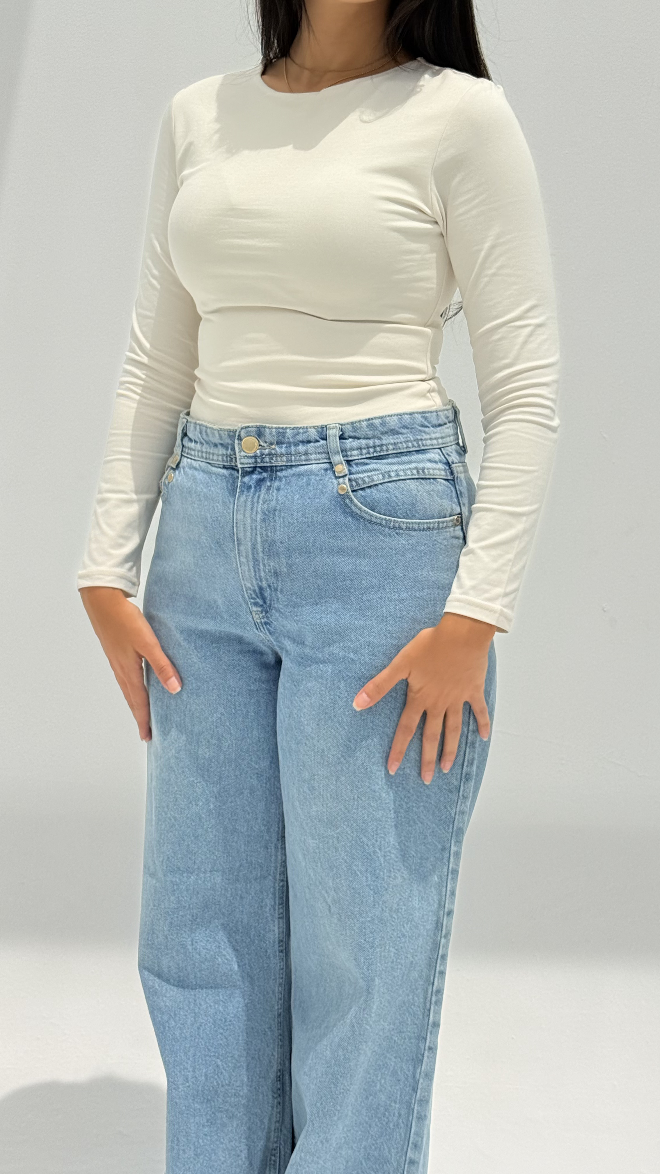 Long sleeve basic top - Beige