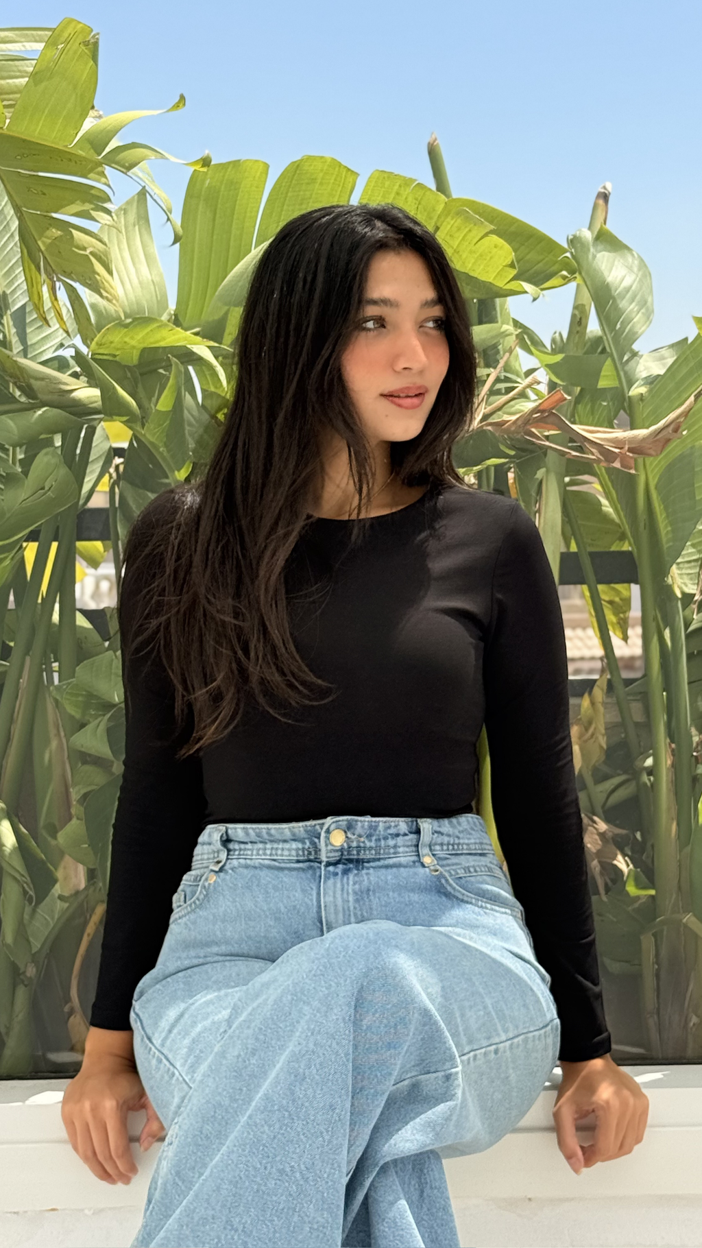 Long sleeve basic top - Black