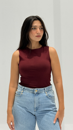 Sleeveless basic top - Burgundy