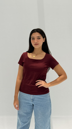 Half sleeves basic top - Burgundy