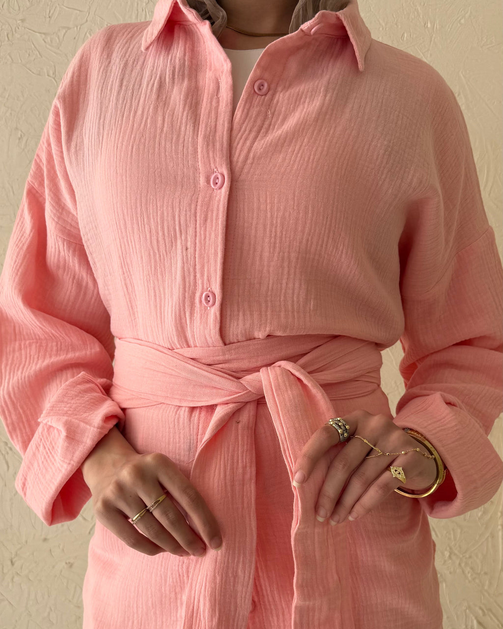 Ivory Blouse - Pink