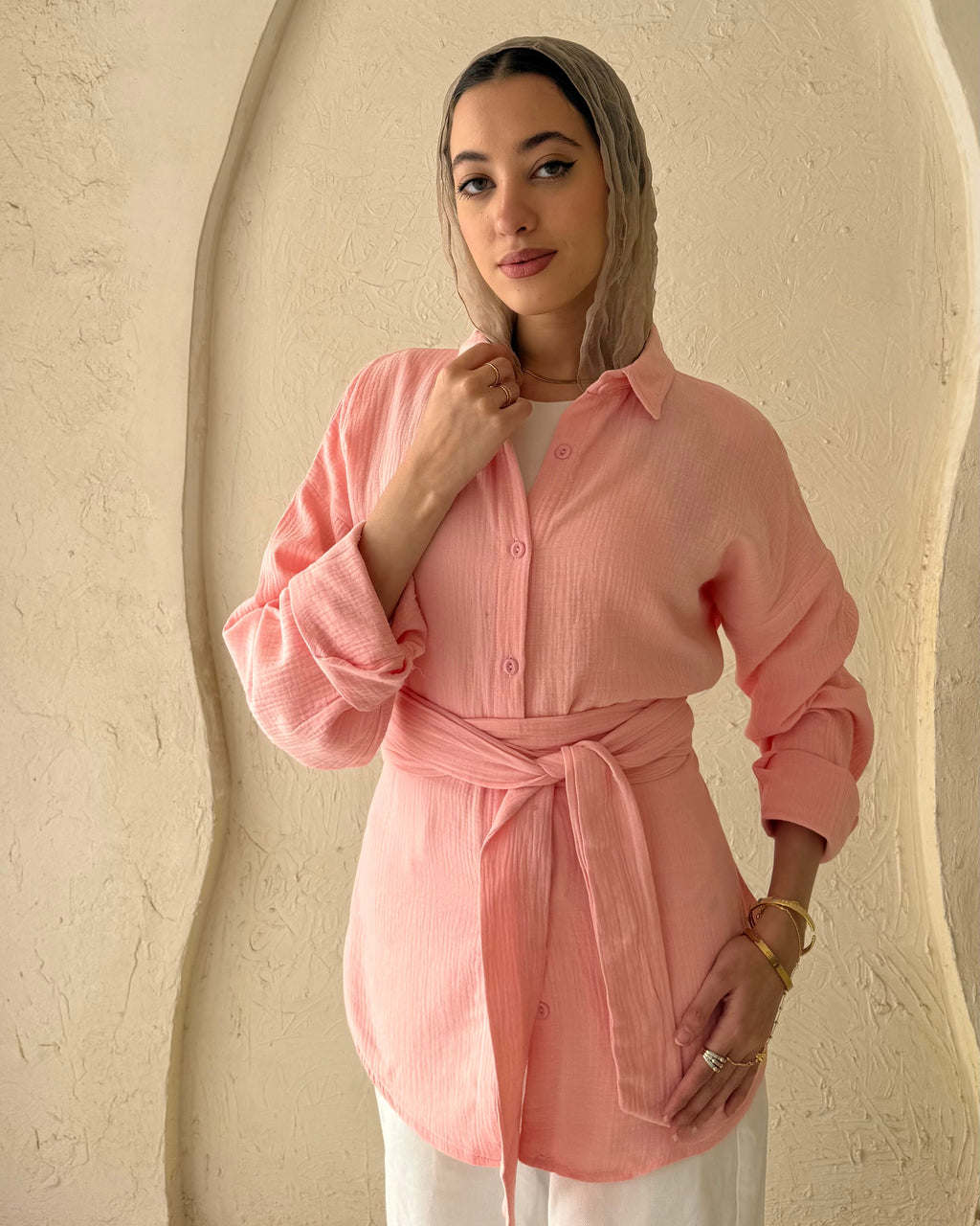 Ivory Blouse - Pink