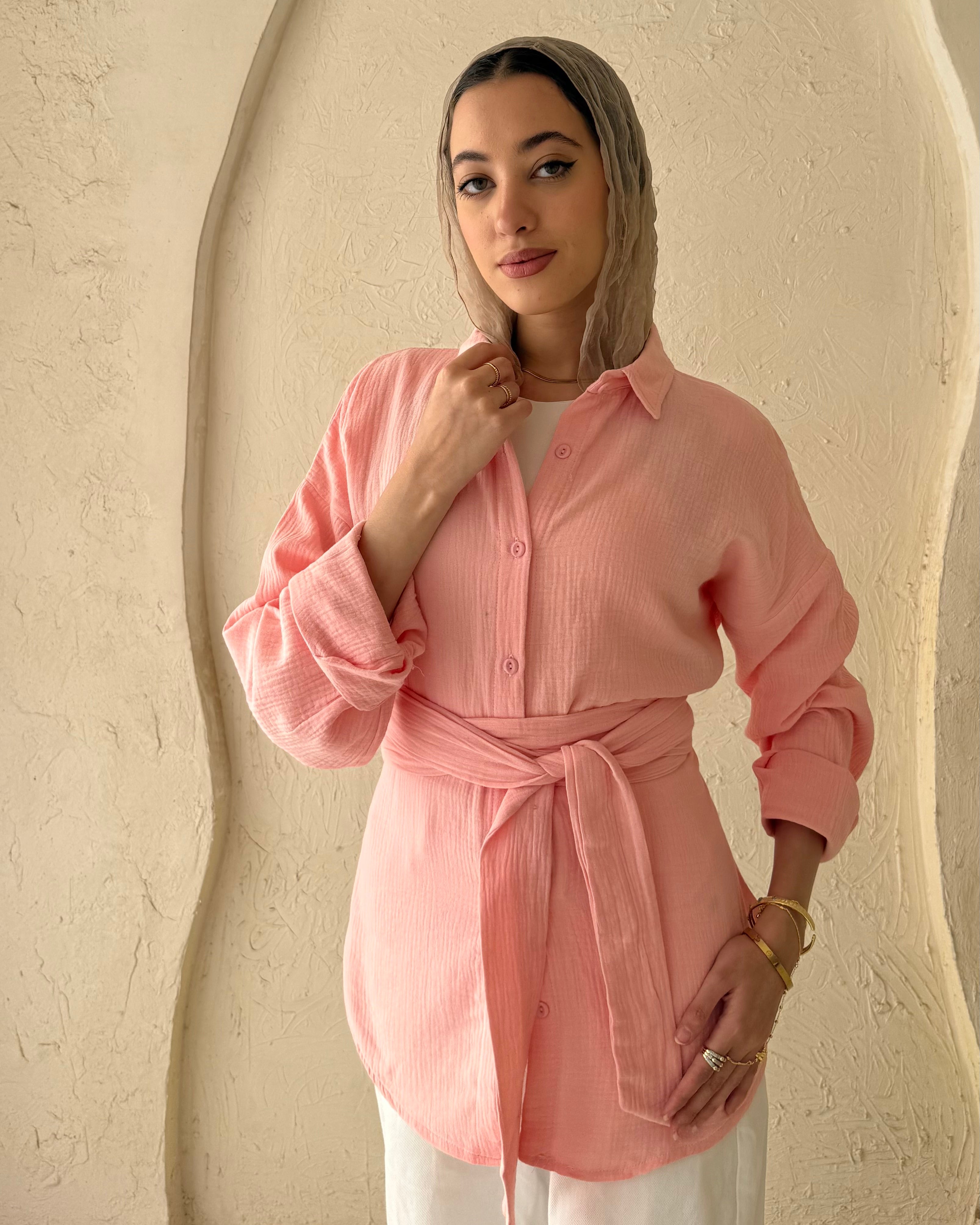 Ivory Blouse - Pink