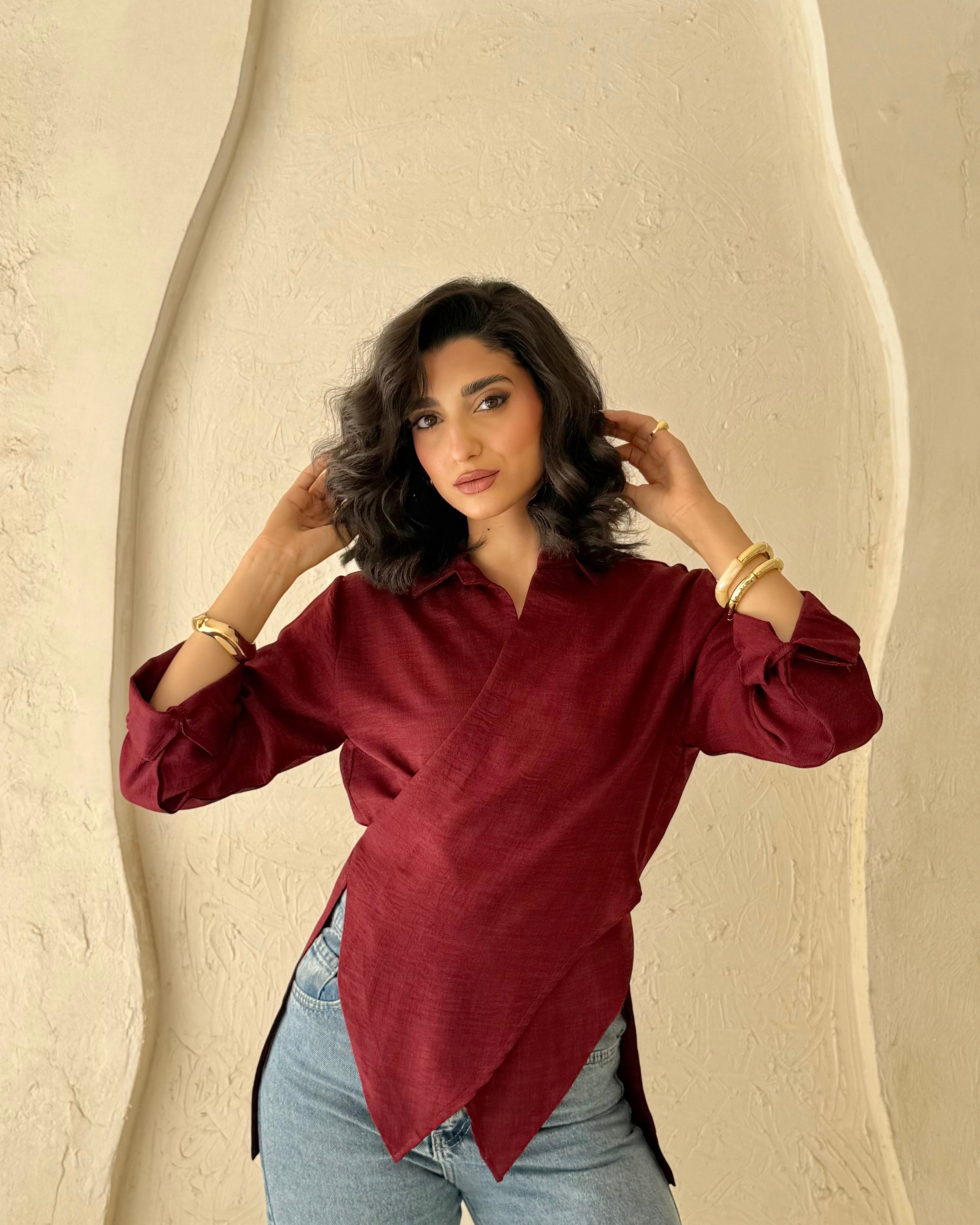 Velora Blouse - Dark Red