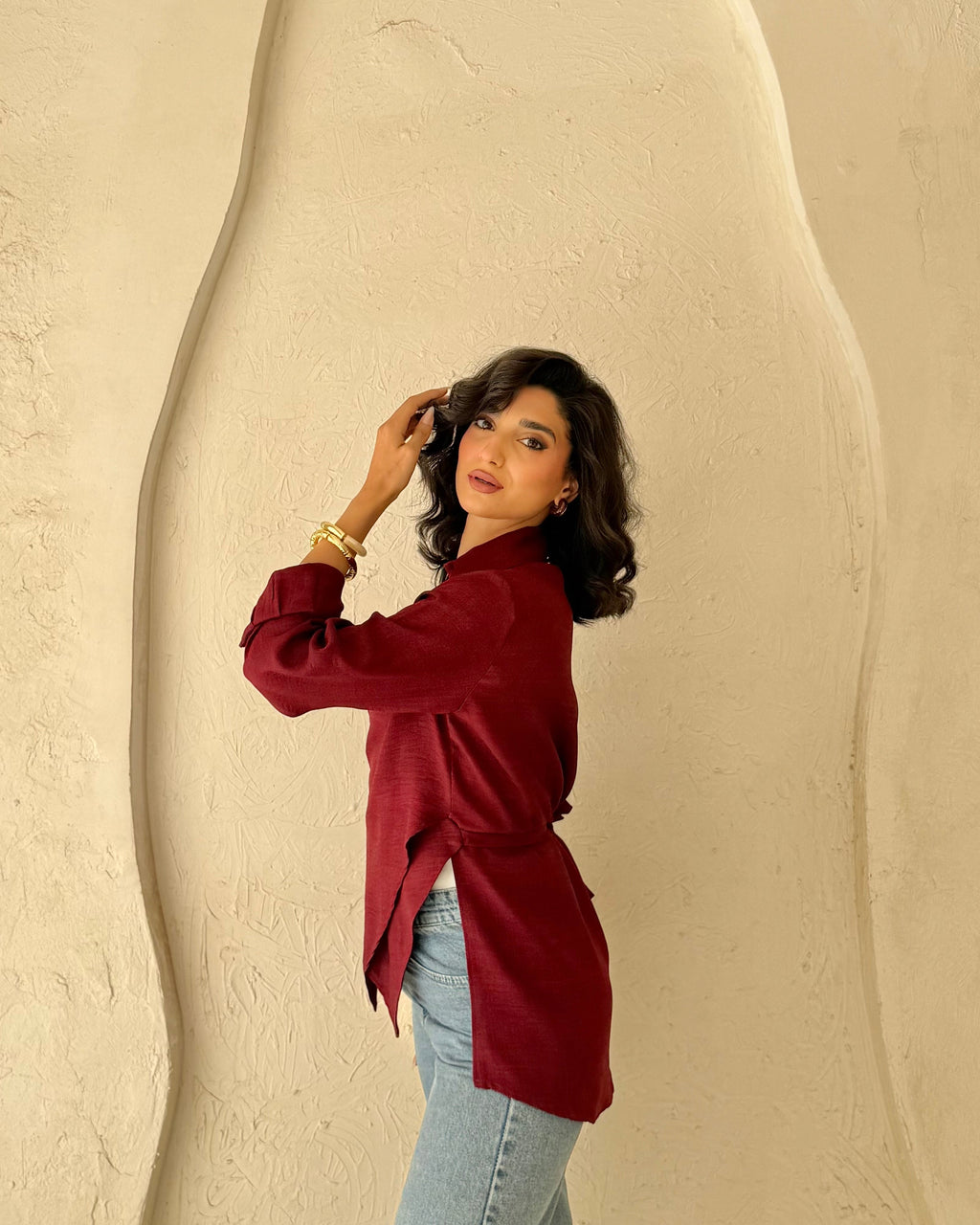 Velora Blouse - Dark Red